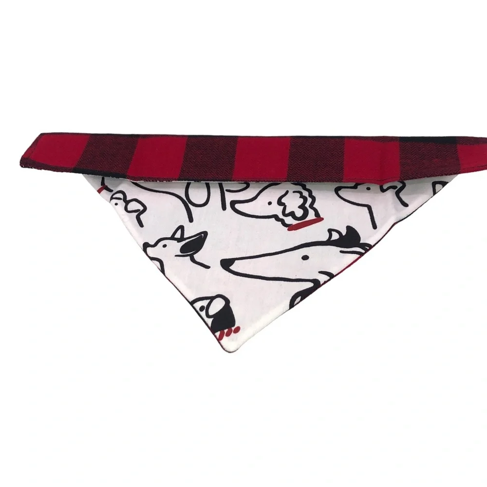 Reversible Over the Collar Pet/Dog Slide On Bandana Scarf 2n1 Printed Plaid Dog